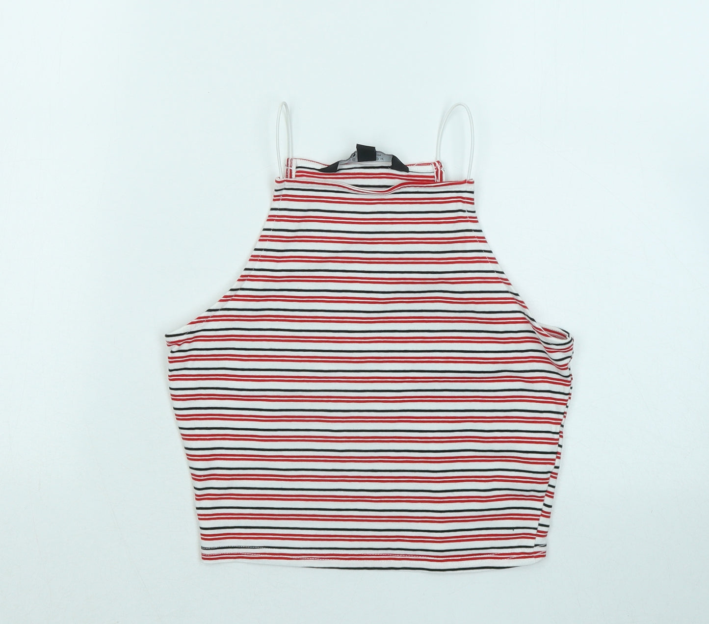 New Look Girls Red Striped Cotton Basic T-Shirt Size 12-13 Years Round Neck