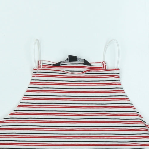 New Look Girls Red Striped Cotton Basic T-Shirt Size 12-13 Years Round Neck