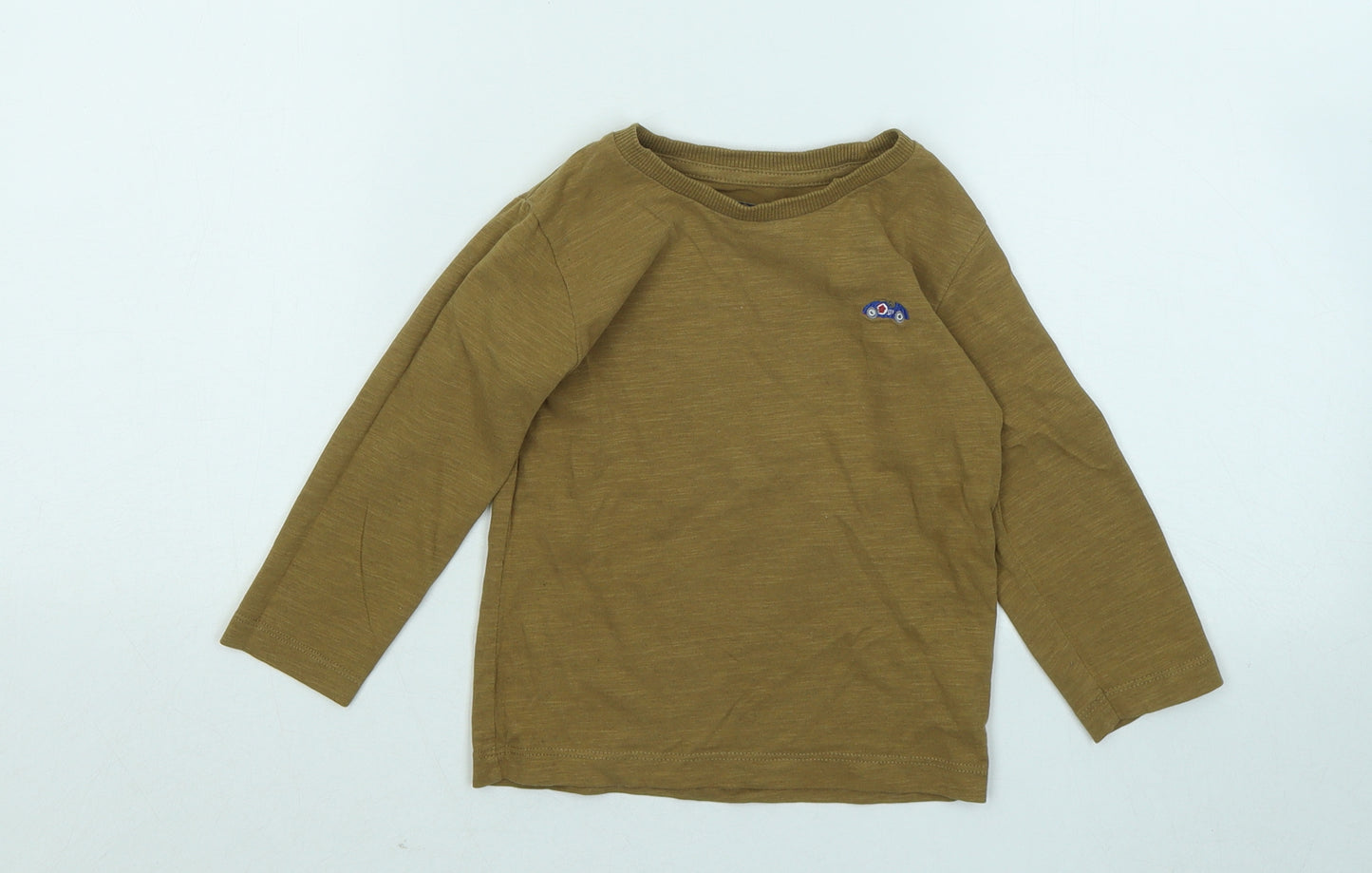 NEXT Boys Brown Cotton Basic T-Shirt Size 18-24 Months Round Neck - Racecar