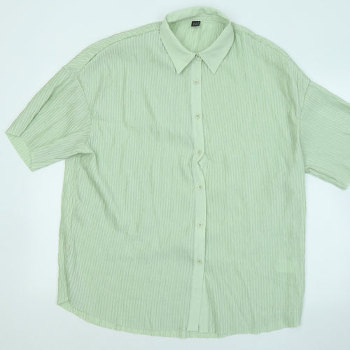 SheIn Womens Green Polyester Basic Button-Up Size M Collared