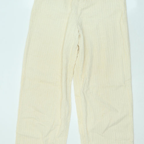Zara Womens Beige Cotton Wide-Leg Jeans Size 10 L30 in Regular Zip