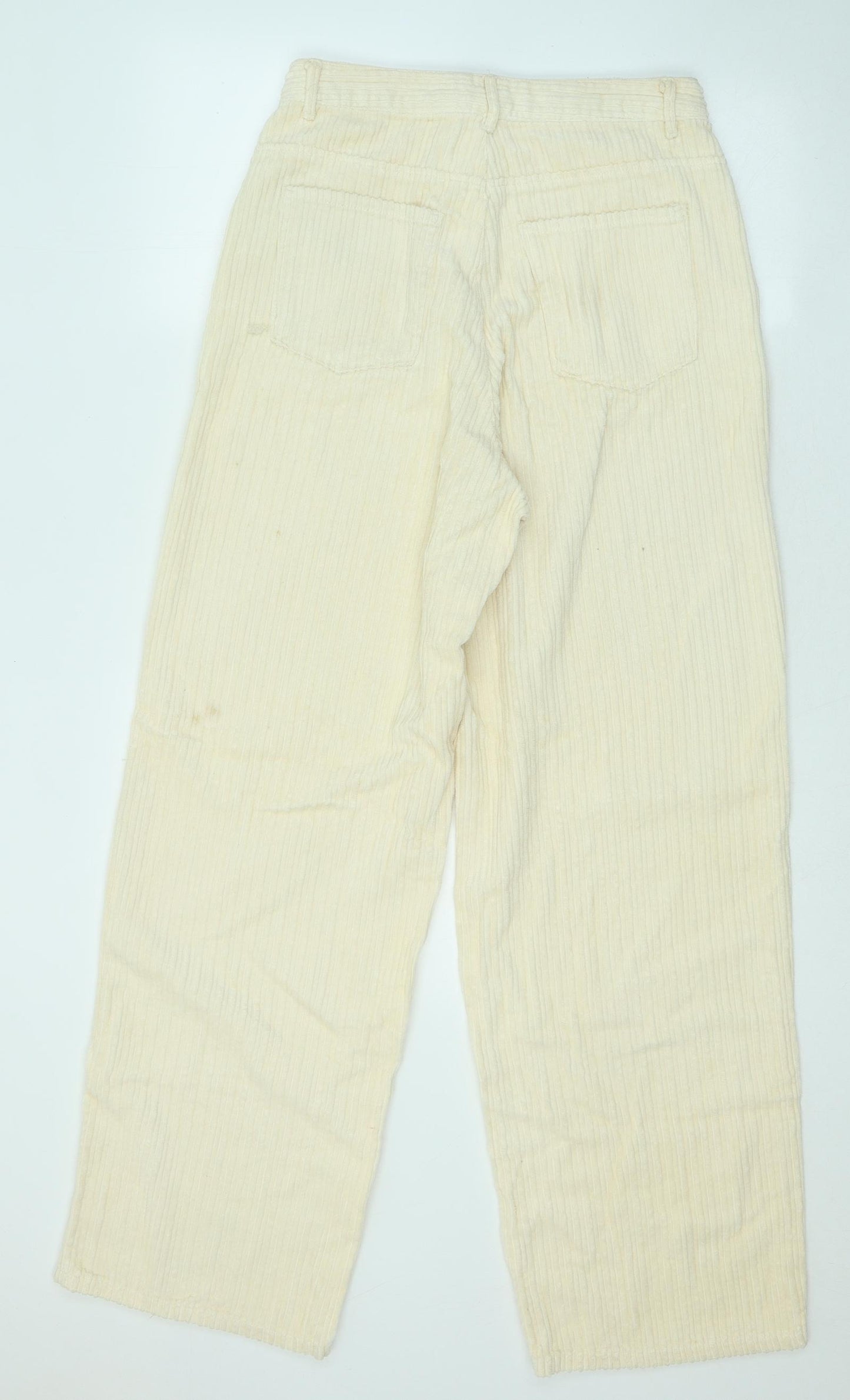 Zara Womens Beige Cotton Wide-Leg Jeans Size 10 L30 in Regular Zip