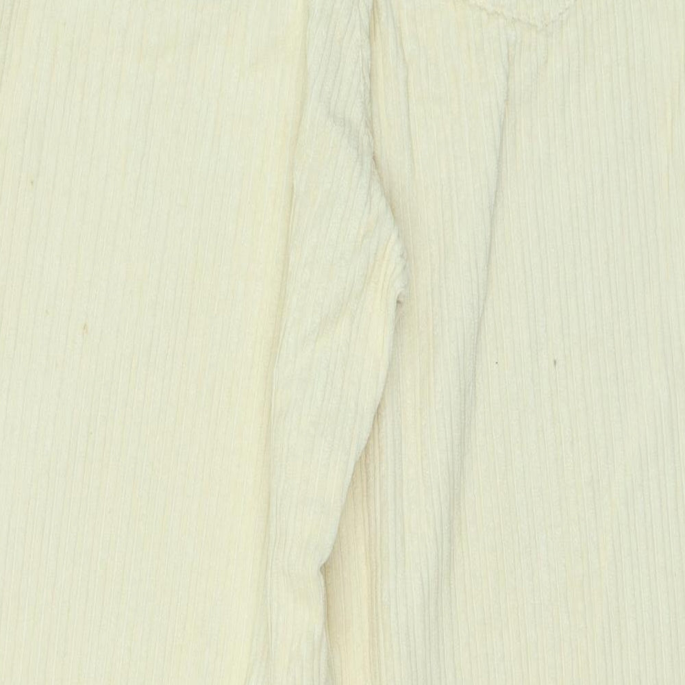Zara Womens Beige Cotton Wide-Leg Jeans Size 10 L30 in Regular Zip