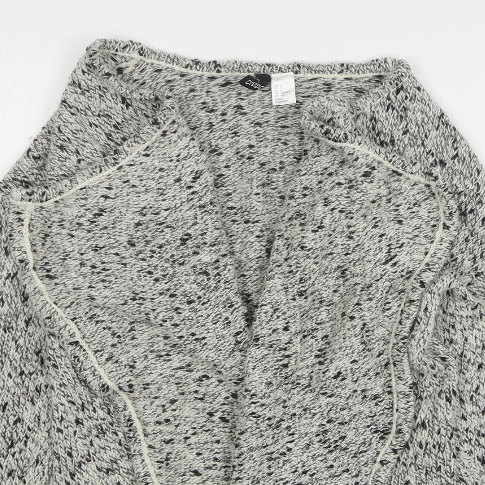 H&M Womens Grey V-Neck Acrylic Cardigan Jumper Size S
