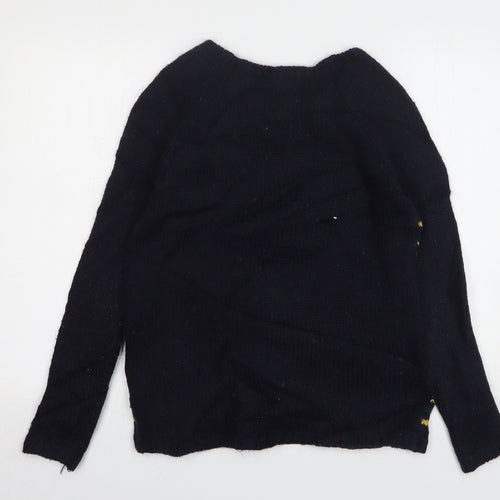 NEXT Womens Blue Round Neck Geometric Acrylic Pullover Jumper Size 8