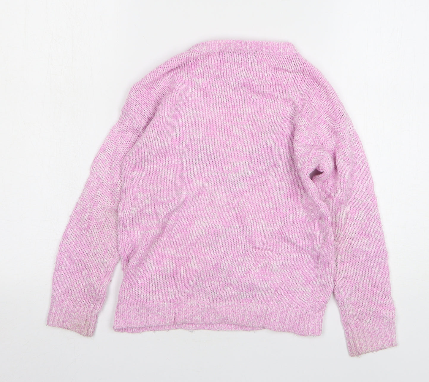 Dunnes Stores Girls Pink Round Neck Acrylic Pullover Jumper Size 8 Years Pullover - Fox