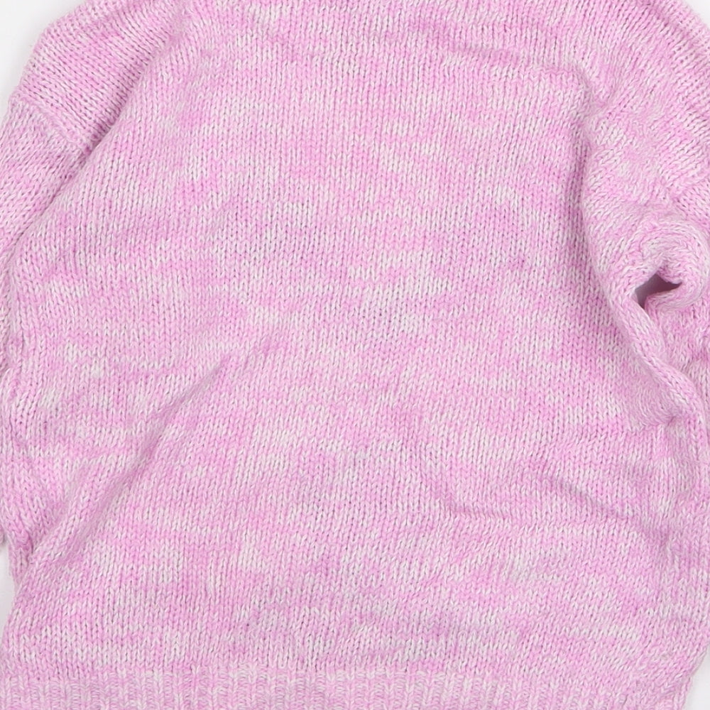 Dunnes Stores Girls Pink Round Neck Acrylic Pullover Jumper Size 8 Years Pullover - Fox