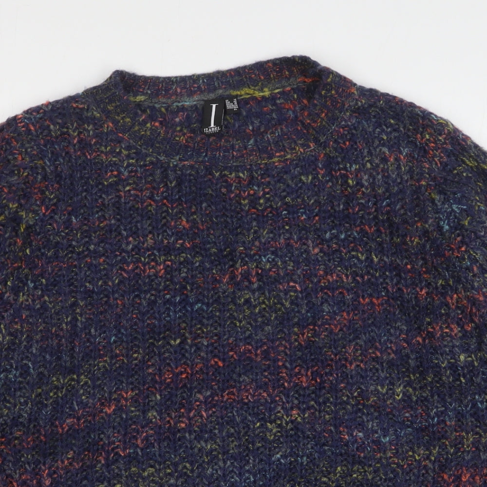 Izabel Womens Blue Round Neck Acrylic Pullover Jumper Size 14