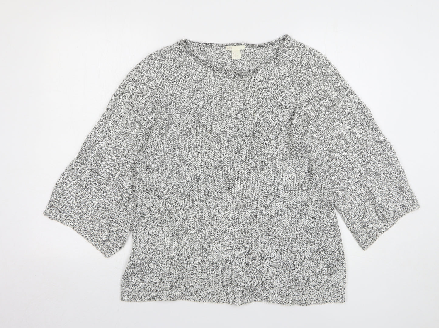 H&M Womens Grey Round Neck Cotton Pullover Jumper Size S