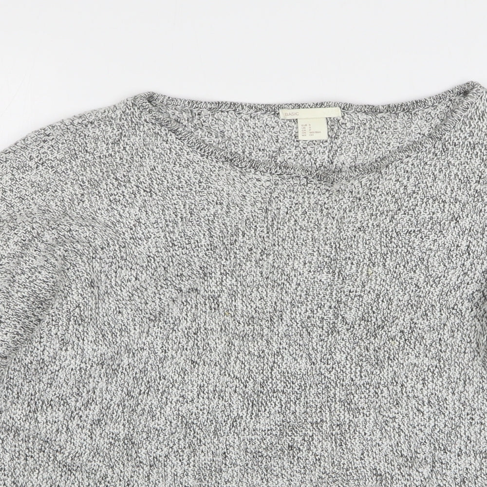 H&M Womens Grey Round Neck Cotton Pullover Jumper Size S
