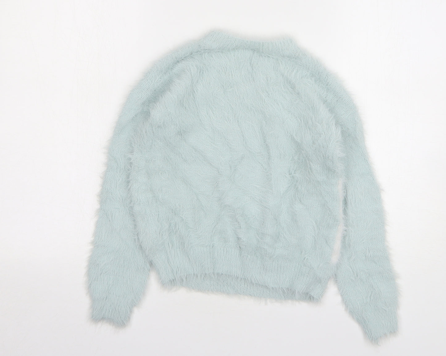 F&F Girls Green Round Neck Striped Polyamide Pullover Jumper Size 7-8 Years Pullover - Unicorn