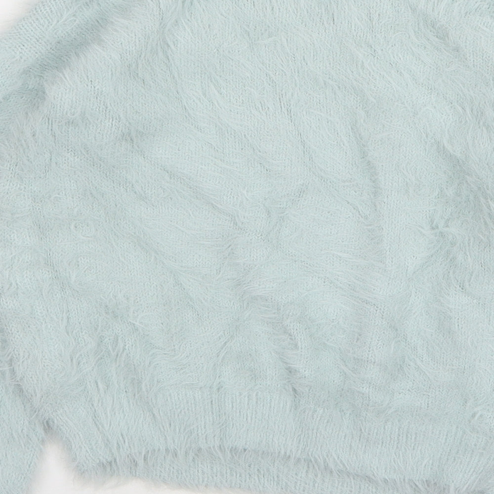 F&F Girls Green Round Neck Striped Polyamide Pullover Jumper Size 7-8 Years Pullover - Unicorn