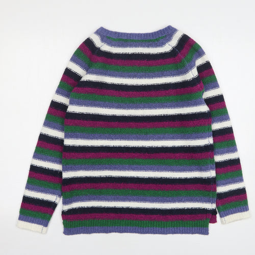 TOM TAILOR Womens Multicoloured Round Neck Striped Acrylic Pullover Jumper Size M