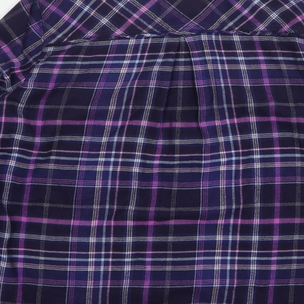 Marks and Spencer Womens Purple Plaid Cotton Basic Button-Up Size 12 Collared