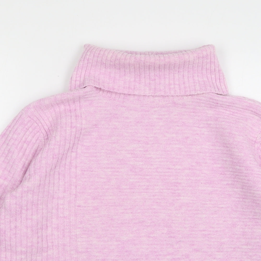 Miss Selfridge Womens Pink Roll Neck Polyester Pullover Jumper Size 8