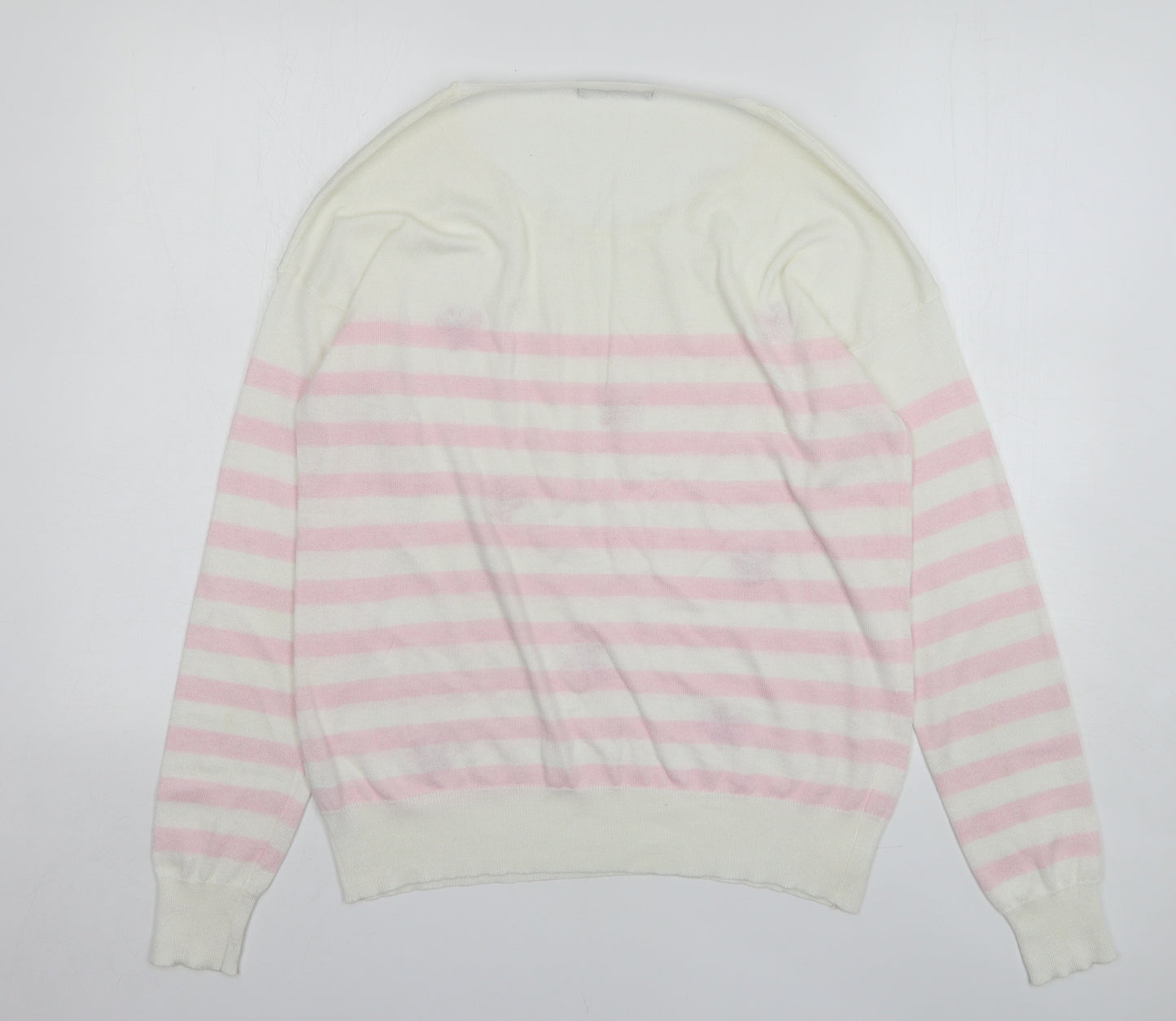 George Womens Pink Round Neck Striped Polyester Pullover Jumper Size 12 - Butterflies