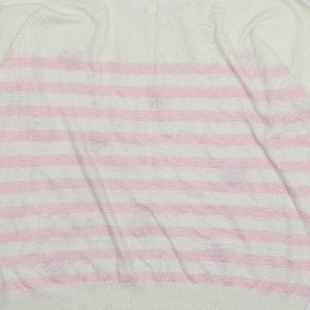 George Womens Pink Round Neck Striped Polyester Pullover Jumper Size 12 - Butterflies