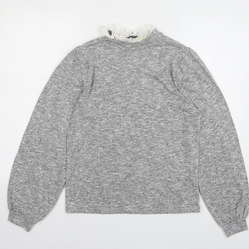 New Look Womens Grey Collared Polyester Pullover Jumper Size 14