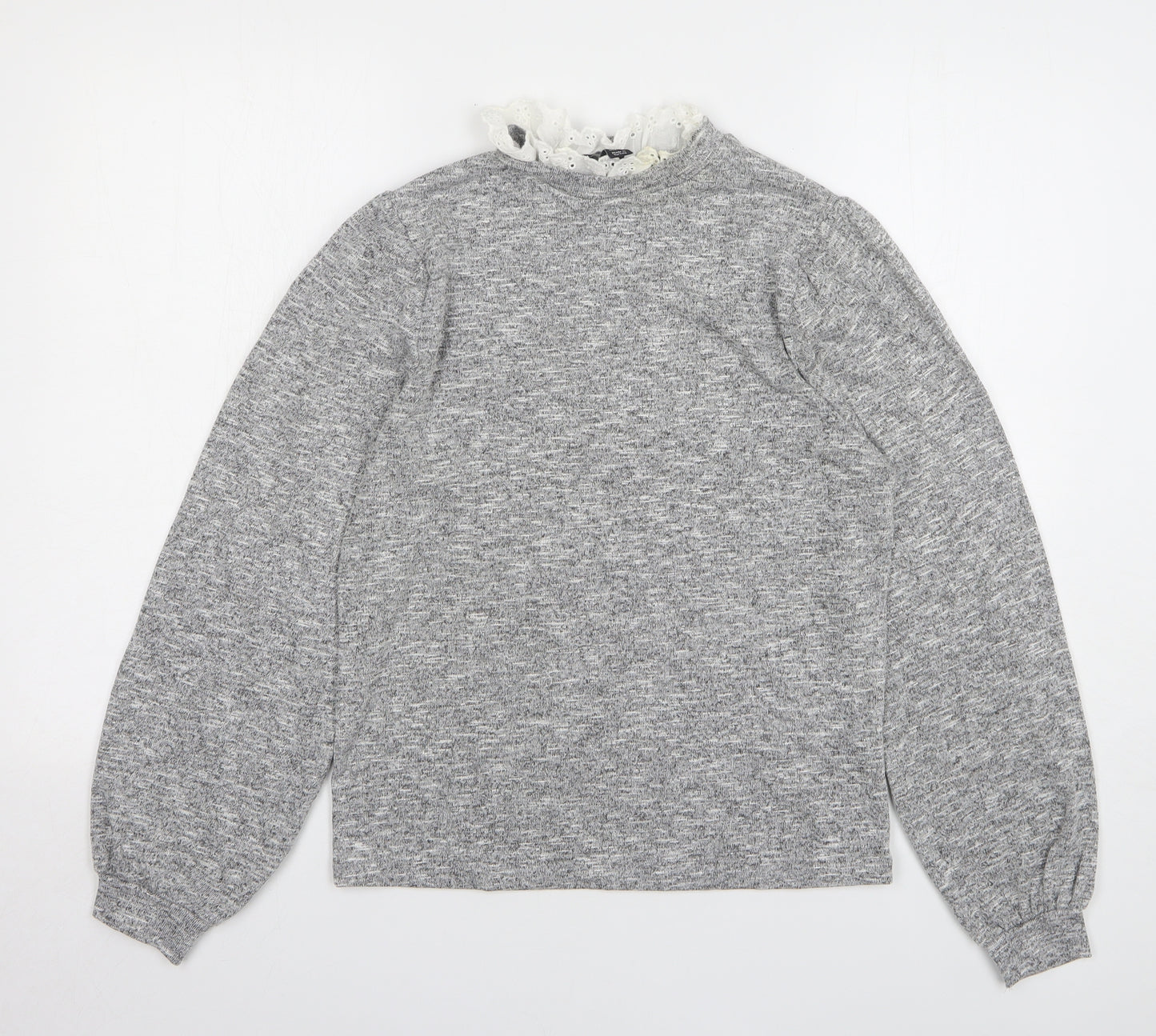 New Look Womens Grey Collared Polyester Pullover Jumper Size 14