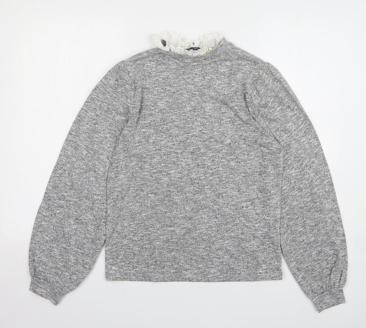 New Look Womens Grey Collared Polyester Pullover Jumper Size 14