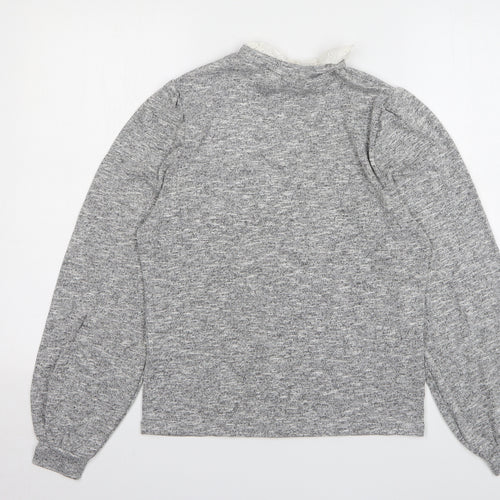 New Look Womens Grey Collared Polyester Pullover Jumper Size 14