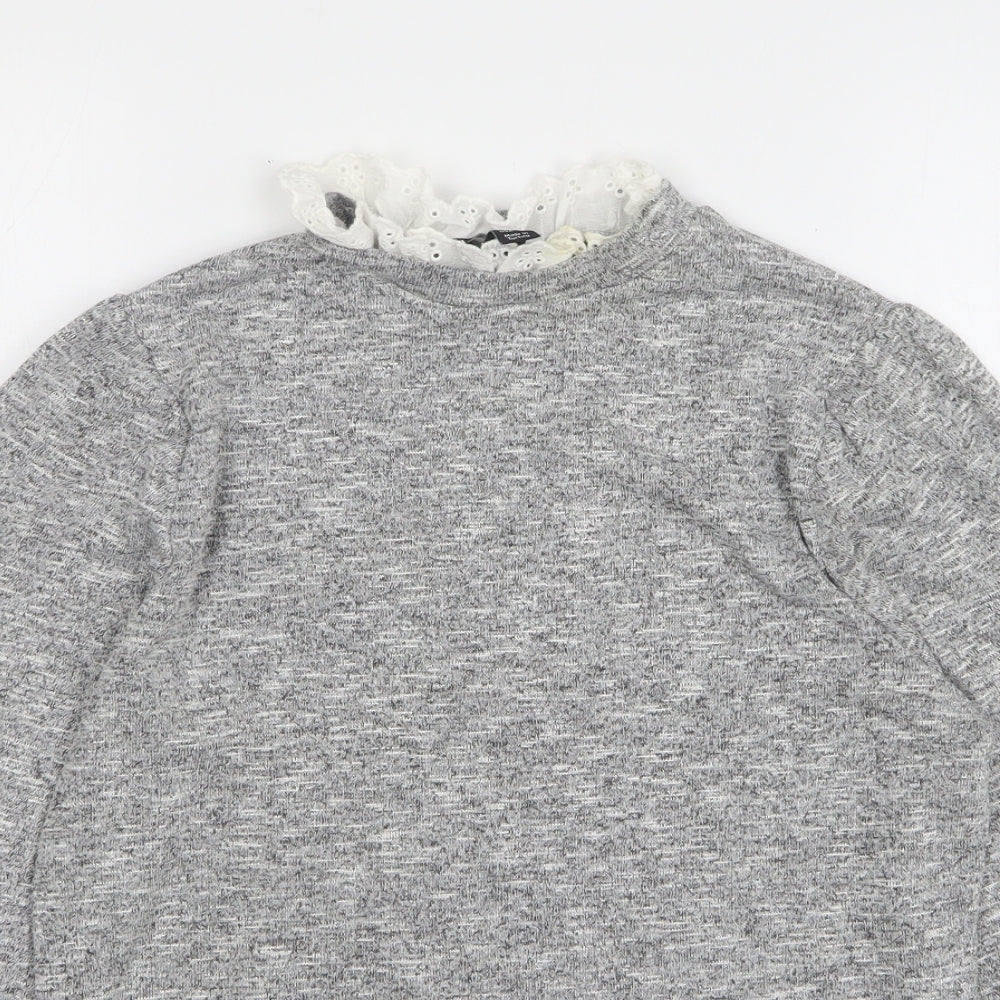 New Look Womens Grey Collared Polyester Pullover Jumper Size 14