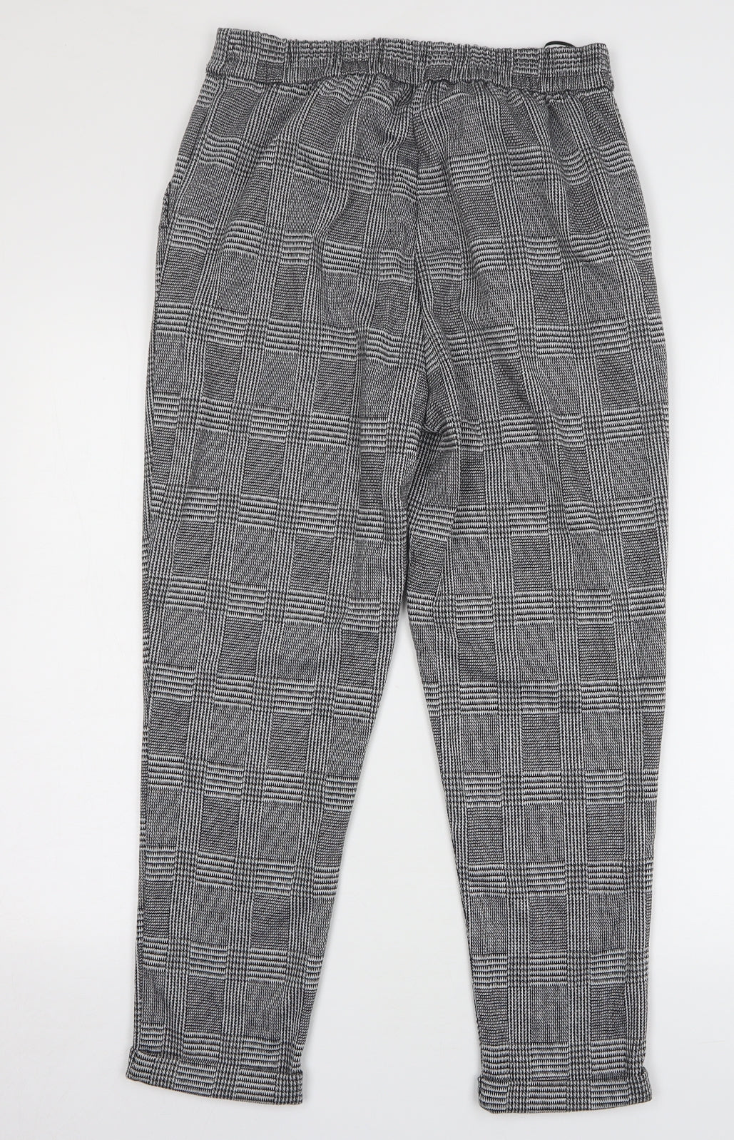 F&F Womens Grey Check Polyester Trousers Size 12 L26 in Regular