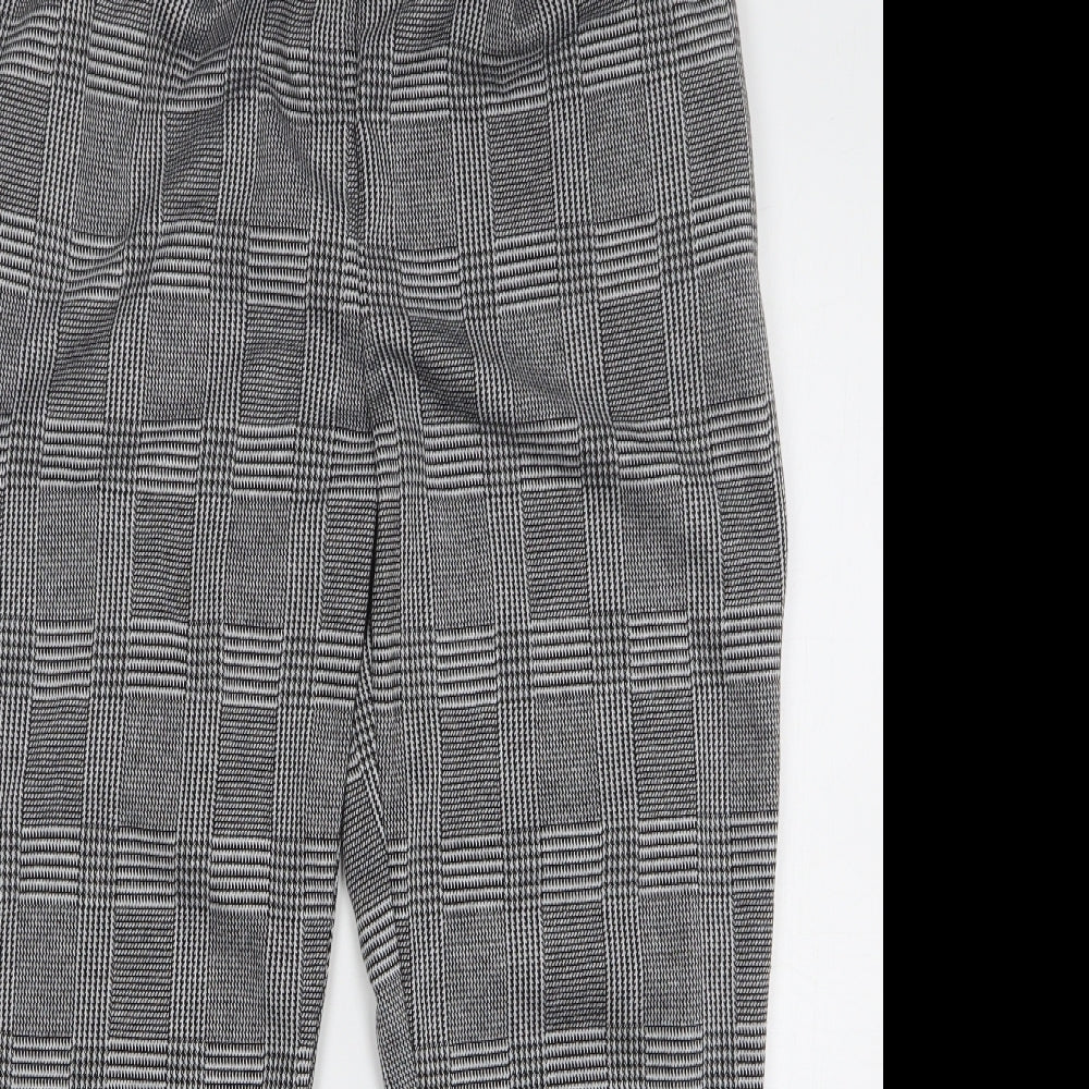 F&F Womens Grey Check Polyester Trousers Size 12 L26 in Regular