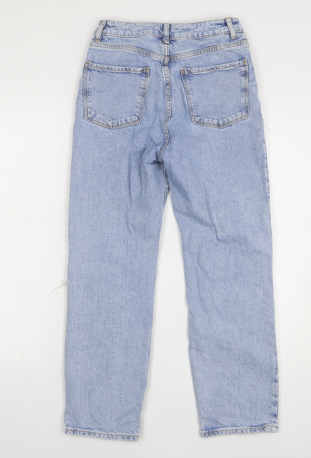 New Look Girls Blue Cotton Wide-Leg Jeans Size 12 Years Regular Button - Distressed