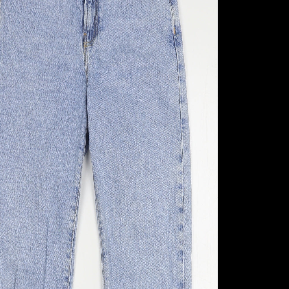 New Look Girls Blue Cotton Wide-Leg Jeans Size 12 Years Regular Button - Distressed