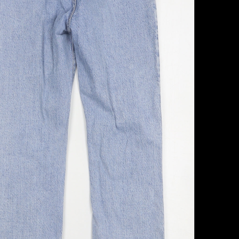 New Look Girls Blue Cotton Wide-Leg Jeans Size 12 Years Regular Button - Distressed