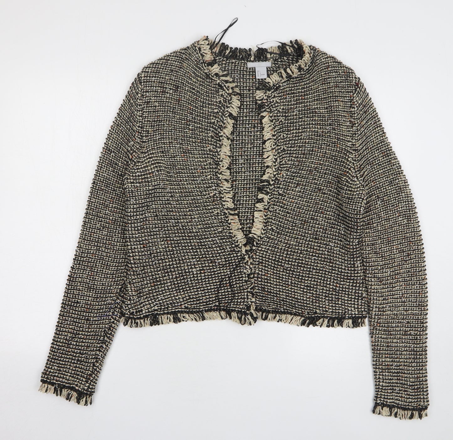 H&M Womens Brown V-Neck Acrylic Pullover Jumper Size L