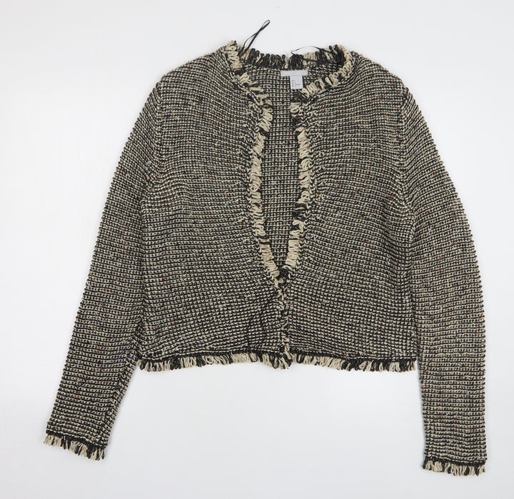 H&M Womens Brown V-Neck Acrylic Pullover Jumper Size L