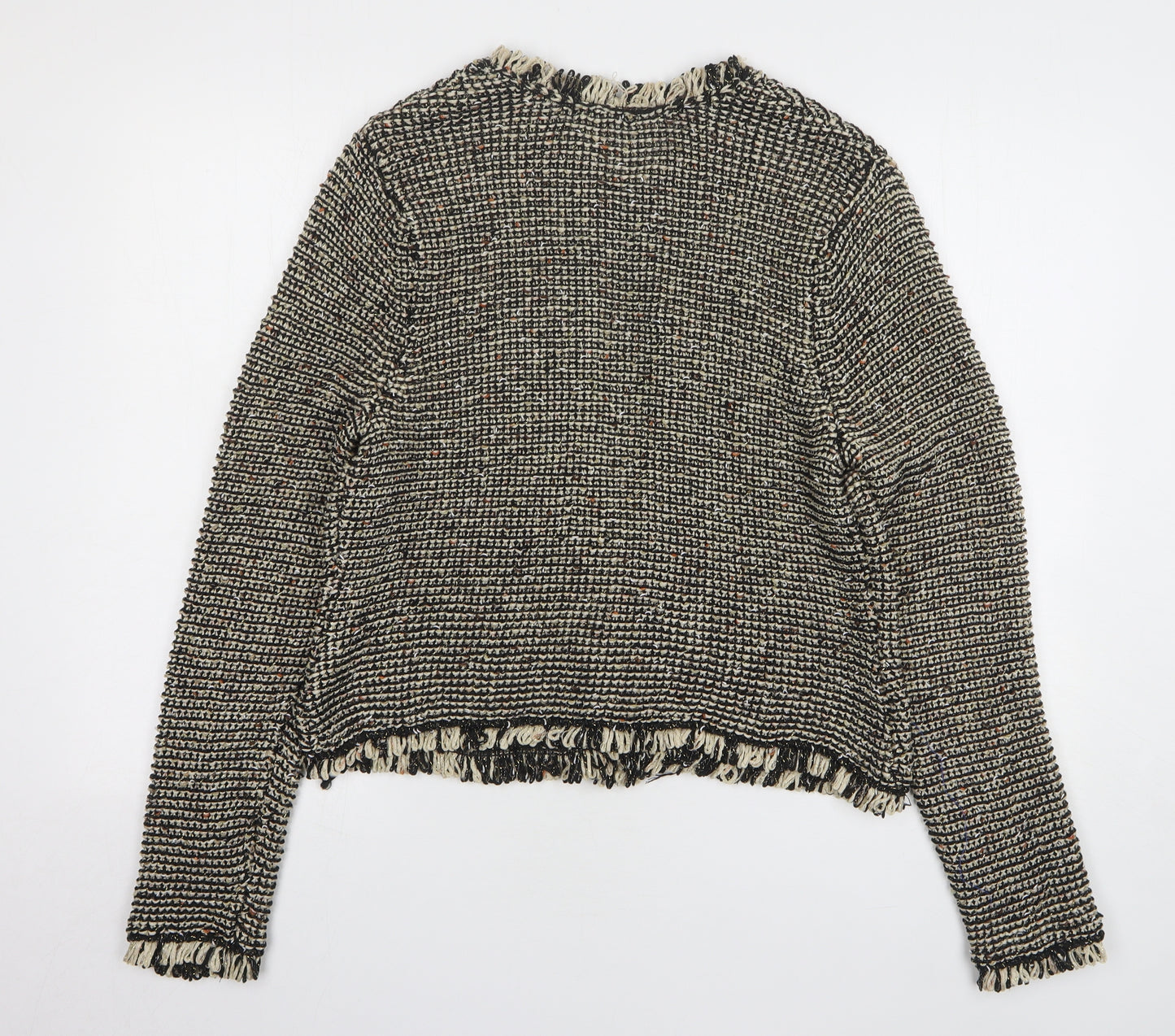 H&M Womens Brown V-Neck Acrylic Pullover Jumper Size L