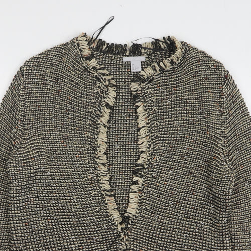 H&M Womens Brown V-Neck Acrylic Pullover Jumper Size L