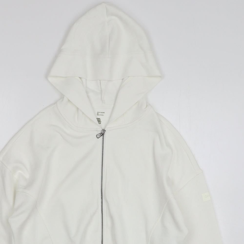 Gilly Hicks Womens White Viscose Full Zip Hoodie Size XS Zip - Cropped