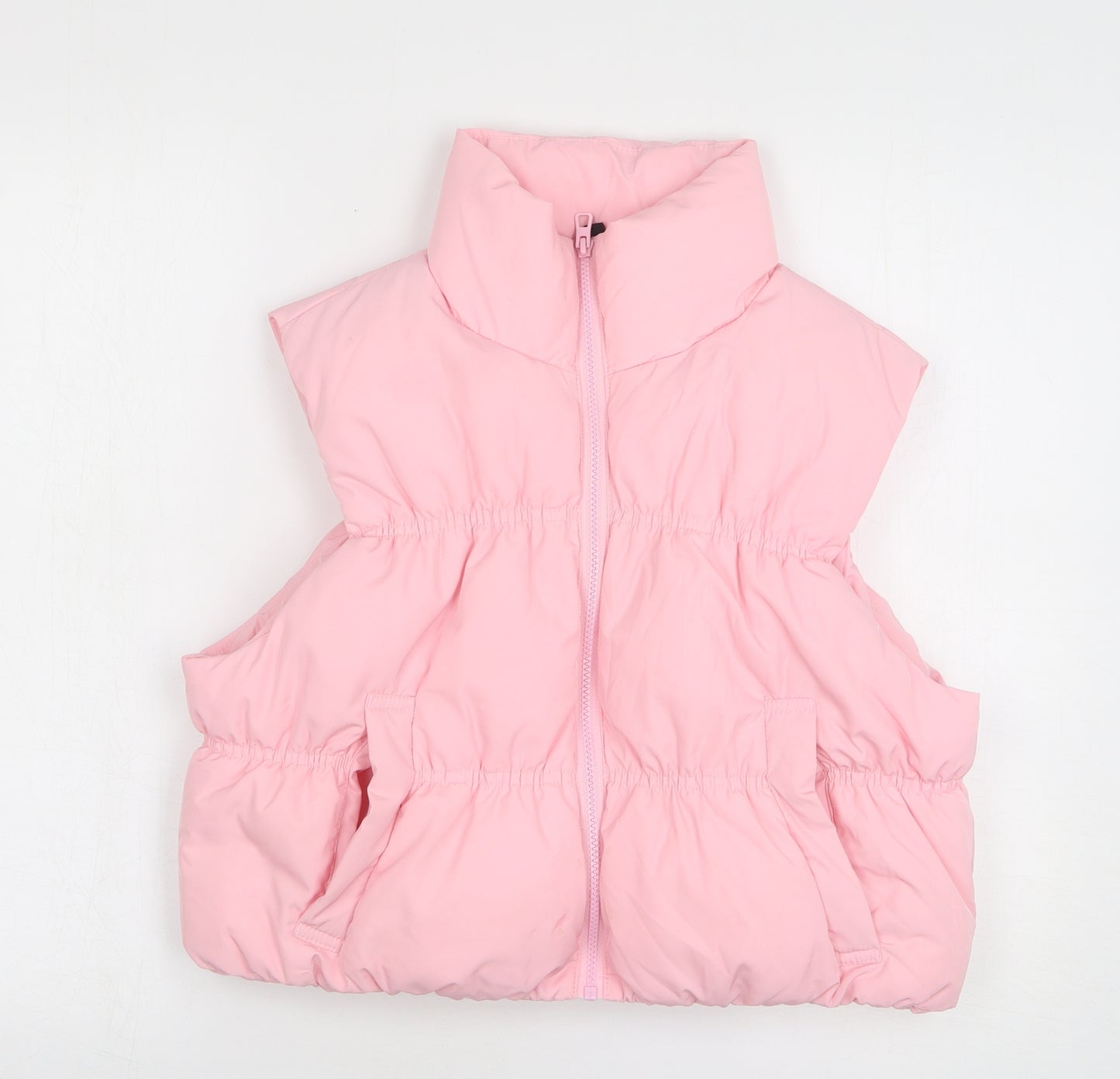 H&M Womens Pink Gilet Coat Size M Zip
