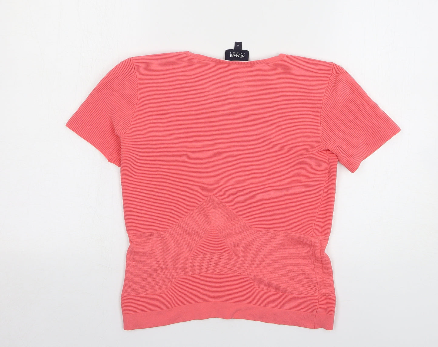 Armani Jeans Womens Pink Polyester Basic T-Shirt Size 14 Round Neck