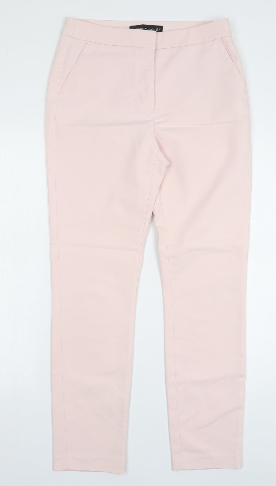 Zara Womens Pink Polyester Trousers Size 10 L29 in Regular Zip