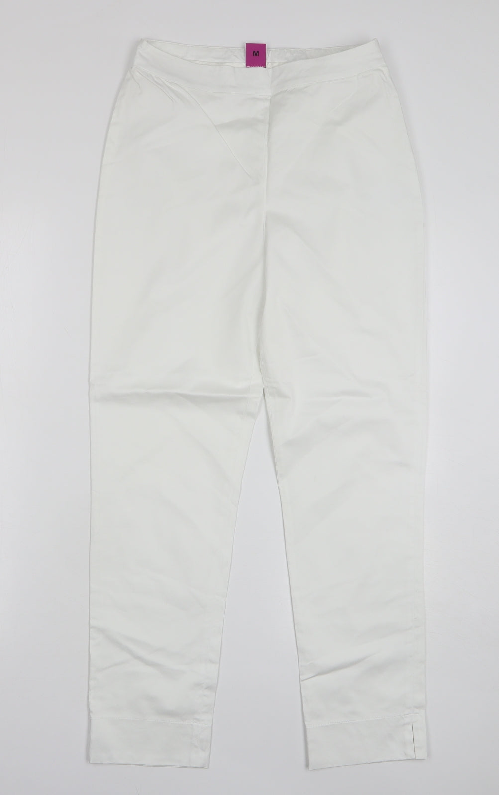 Save the Queen Womens White Cotton Trousers Size M L28 in Regular Zip