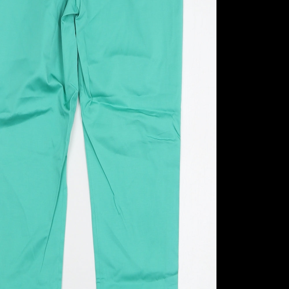 Save the Queen Womens Green Cotton Trousers Size M L28 in Regular Zip