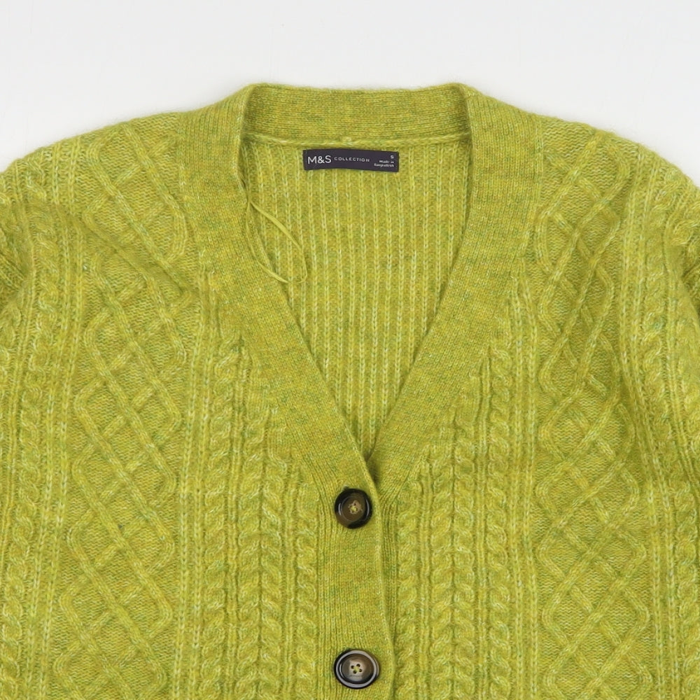 Marks and Spencer Womens Green V-Neck Viscose Cardigan Jumper Size S