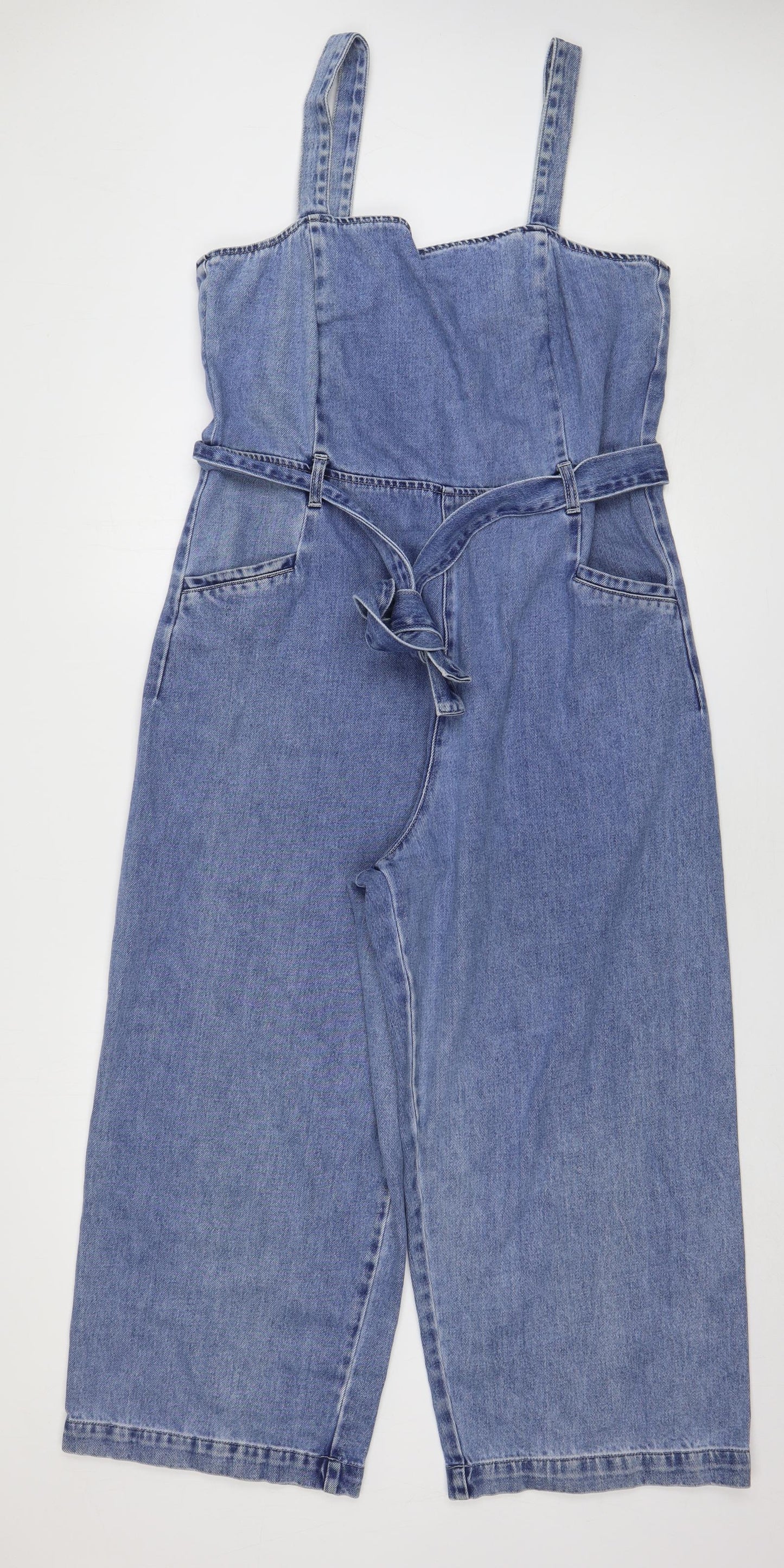 NEXT Womens Blue Cotton Jumpsuit One-Piece Size 16 L26 in Zip