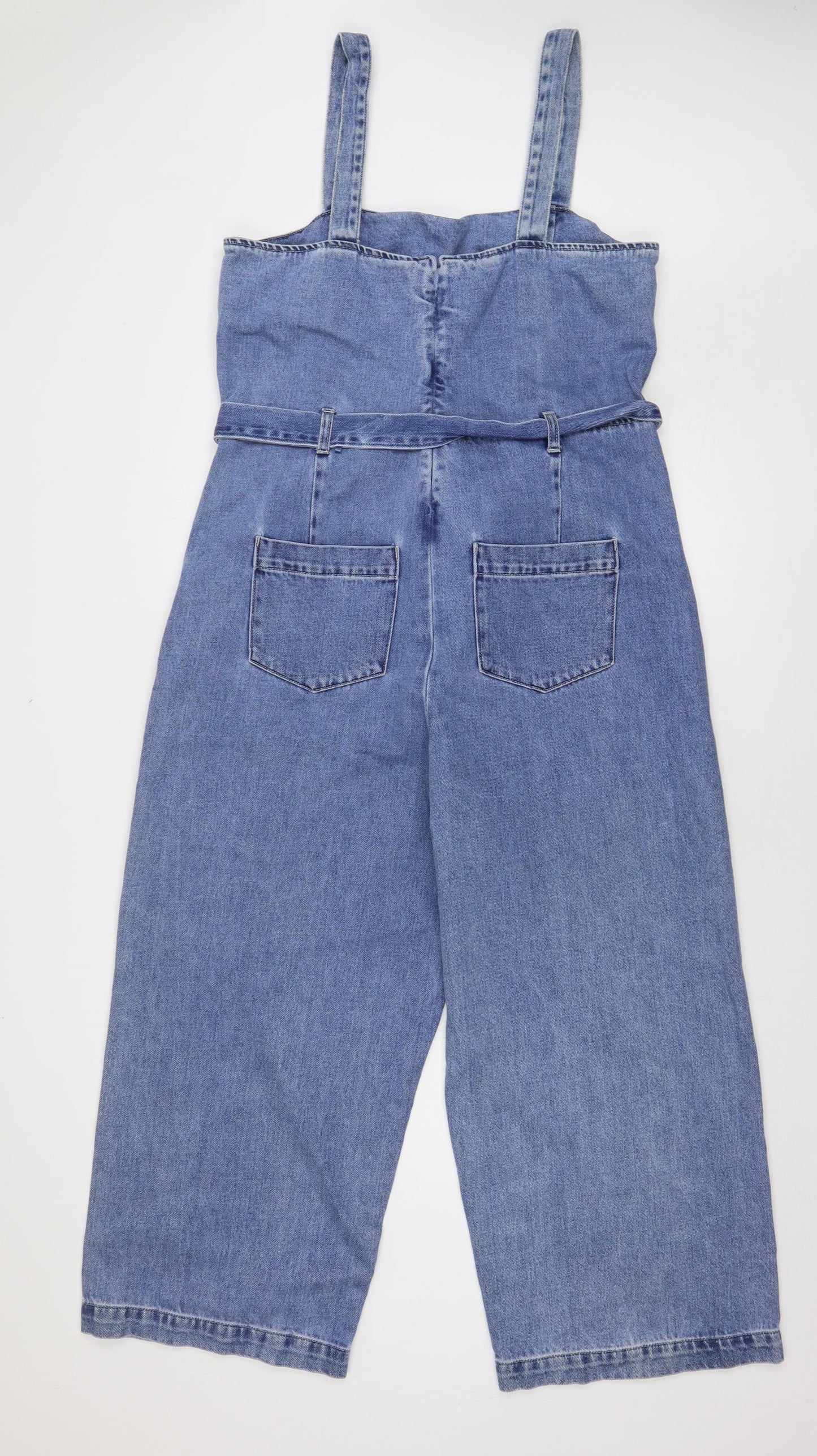 NEXT Womens Blue Cotton Jumpsuit One-Piece Size 16 L26 in Zip