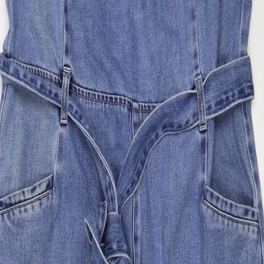NEXT Womens Blue Cotton Jumpsuit One-Piece Size 16 L26 in Zip