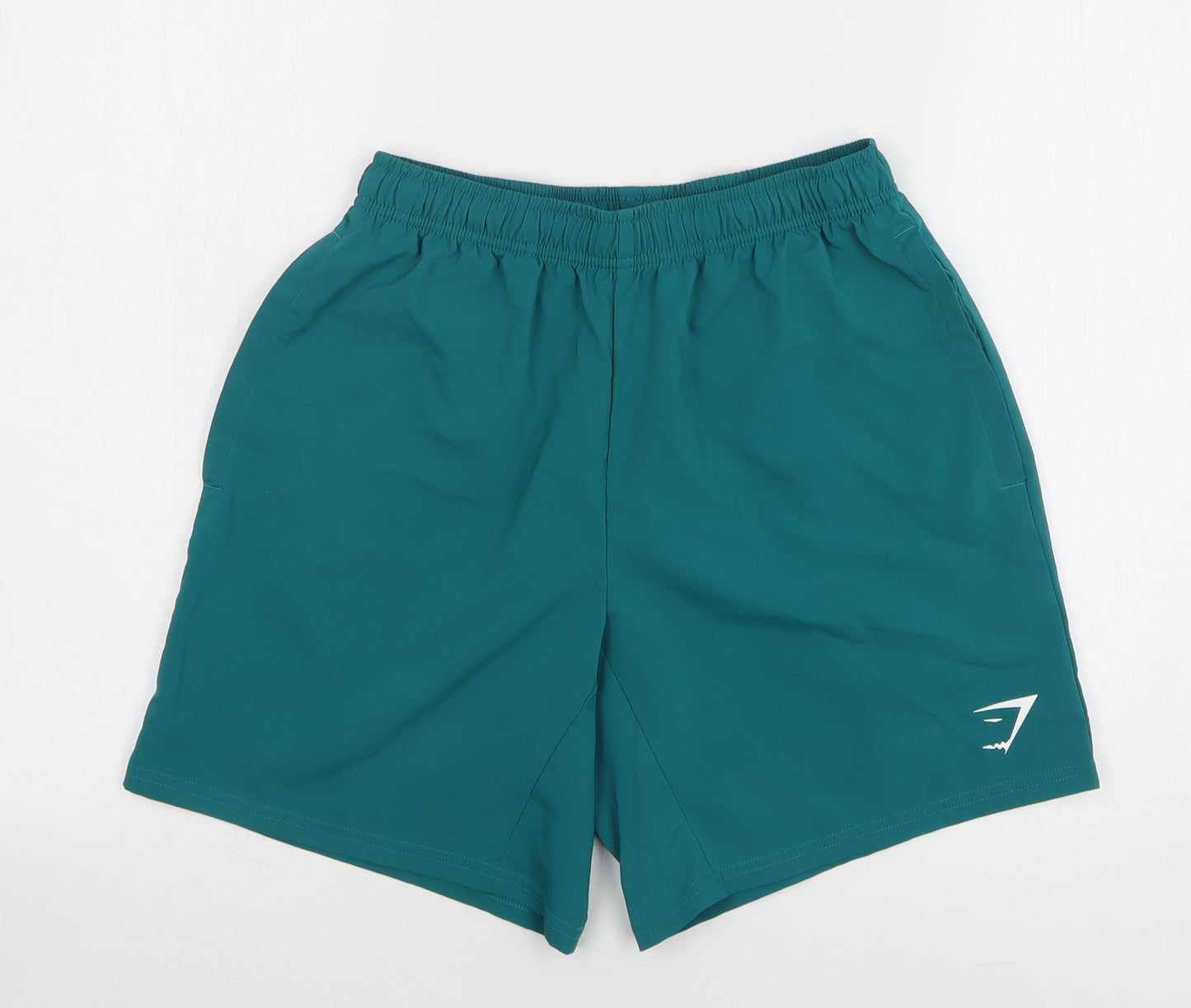 Gymshark Mens Green Polyester Athletic Shorts Size S L8 in Regular Drawstring