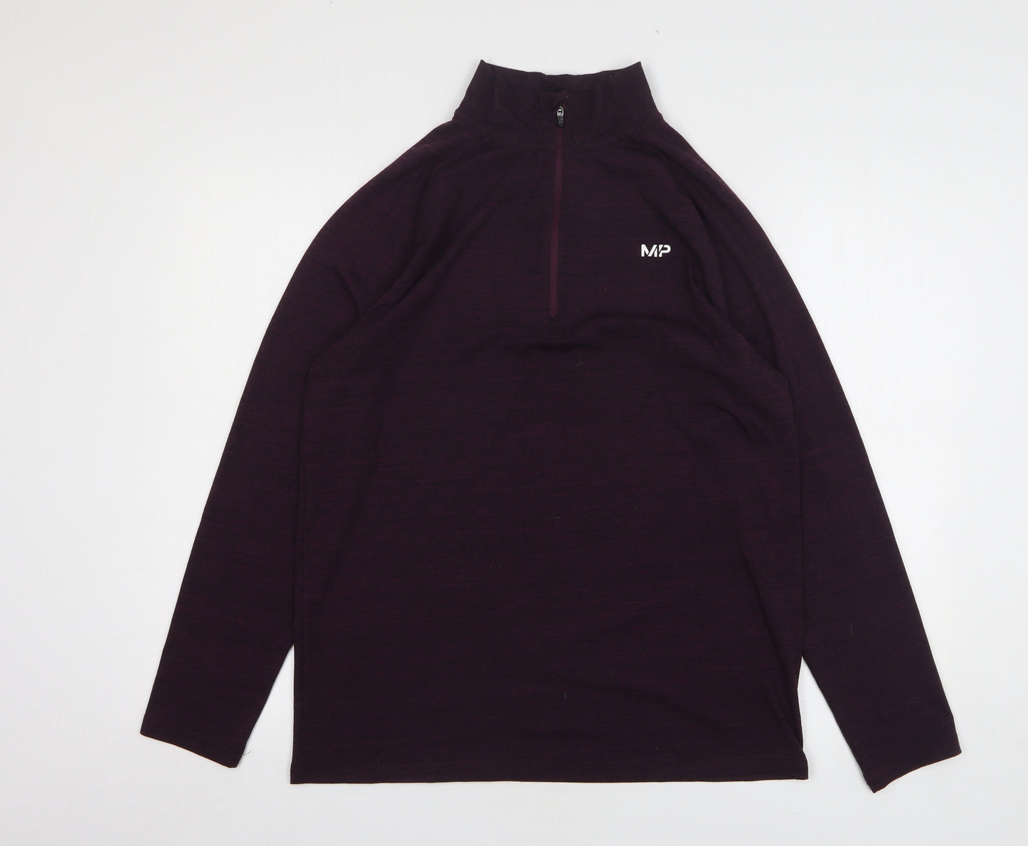 Myprotein Mens Purple Polyester Basic T-Shirt Size M High Neck Zip