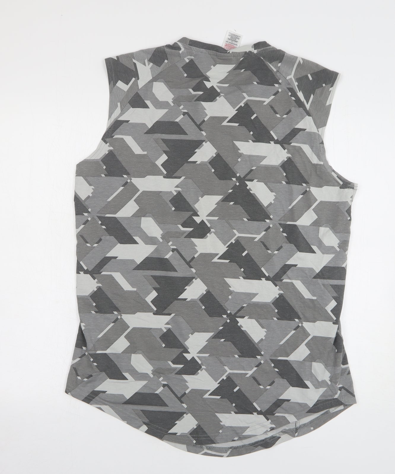 Gymshark Mens Grey Geometric Cotton Basic Tank Size L Round Neck Pullover