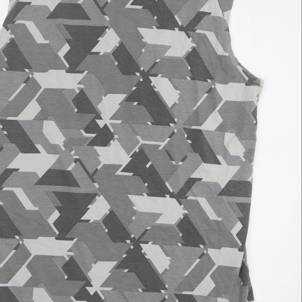 Gymshark Mens Grey Geometric Cotton Basic Tank Size L Round Neck Pullover