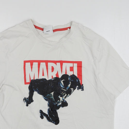 Primark Mens White Cotton T-Shirt Size L Crew Neck - Marvel Venom